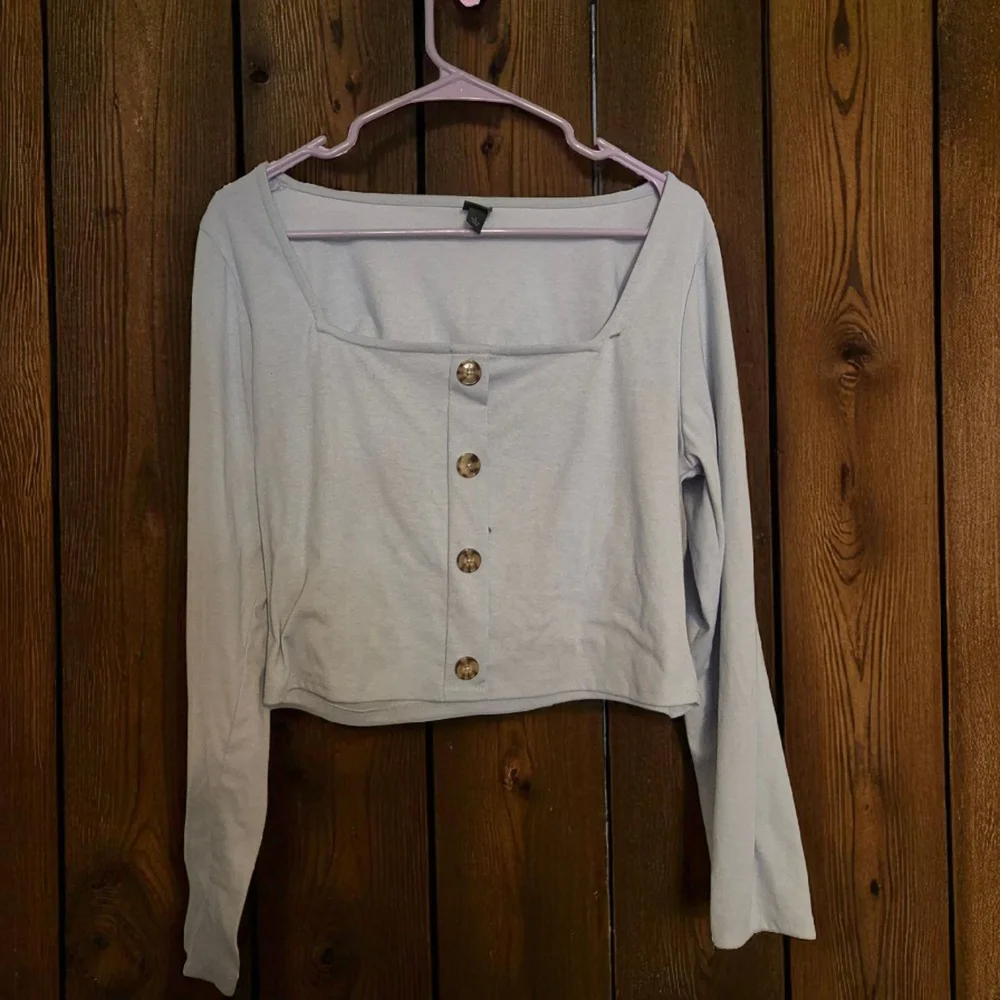 Wild Fable Baby Blue Long Sleeve Crop Top Square Neck Preppy Y2k Large